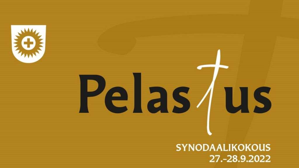 Espoon hiippakunnan synodaalikokouksen logo, teksti: Pelastus